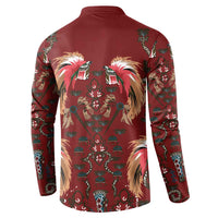 Oxblood Bird of Batik Papua Button Sweatshirt Exotic Natural Wealth of Papua - Polynesian Pride