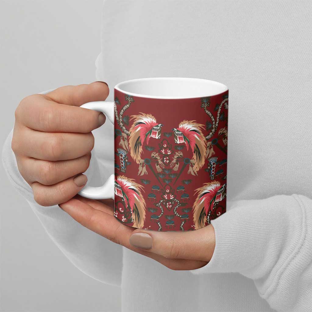 Oxblood Bird of Batik Papua Ceramic Mug Exotic Natural Wealth of Papua - Polynesian Pride