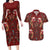Oxblood Bird of Batik Papua Couples Matching Long Sleeve Bodycon Dress and Hawaiian Shirt Exotic Natural Wealth of Papua - Polynesian Pride