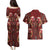 Oxblood Bird of Batik Papua Couples Matching Puletasi and Hawaiian Shirt Exotic Natural Wealth of Papua - Polynesian Pride