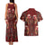 Oxblood Bird of Batik Papua Couples Matching Tank Maxi Dress and Hawaiian Shirt Exotic Natural Wealth of Papua - Polynesian Pride