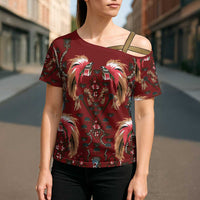 Oxblood Bird of Batik Papua Cross Shoulder Shirt Exotic Natural Wealth of Papua LT9 - Polynesian Pride