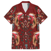 Oxblood Bird of Batik Papua Family Matching Puletasi and Hawaiian Shirt Exotic Natural Wealth of Papua LT9 Dad's Shirt - Short Sleeve Red - Polynesian Pride