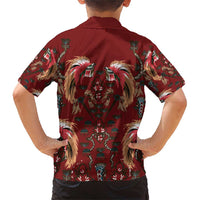 Oxblood Bird of Batik Papua Family Matching Short Sleeve Bodycon Dress and Hawaiian Shirt Exotic Natural Wealth of Papua LT9 - Polynesian Pride