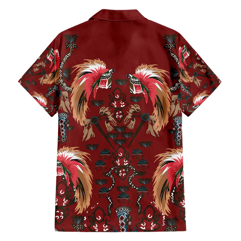 Oxblood Bird of Batik Papua Family Matching Short Sleeve Bodycon Dress and Hawaiian Shirt Exotic Natural Wealth of Papua LT9 - Polynesian Pride