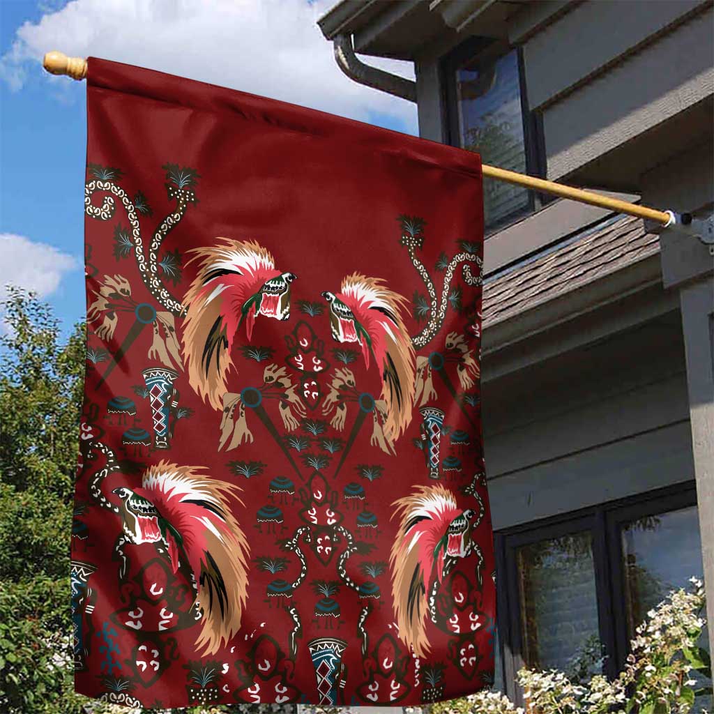 Oxblood Bird of Batik Papua Garden Flag Exotic Natural Wealth of Papua - Polynesian Pride