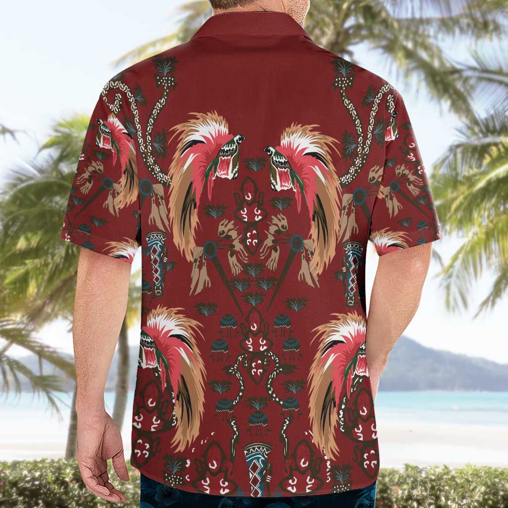 Oxblood Bird of Batik Papua Hawaiian Shirt Exotic Natural Wealth of Papua - Polynesian Pride