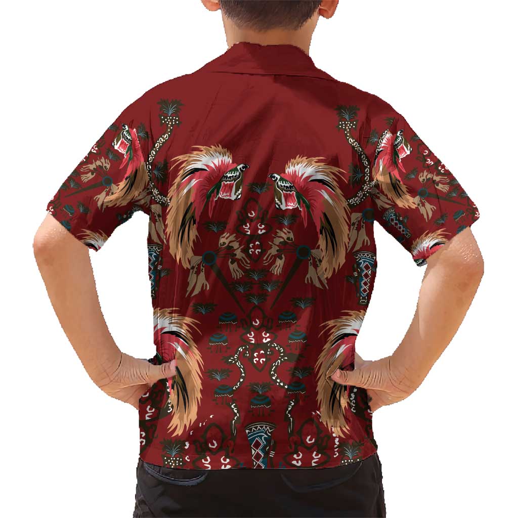 Oxblood Bird of Batik Papua Hawaiian Shirt Exotic Natural Wealth of Papua - Polynesian Pride