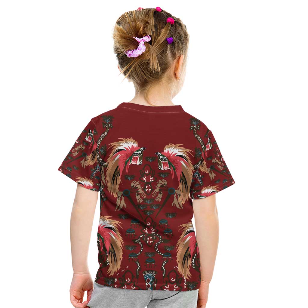 Oxblood Bird of Batik Papua Kid T Shirt Exotic Natural Wealth of Papua - Polynesian Pride