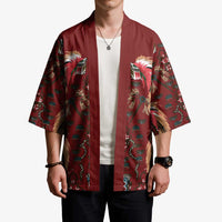 Oxblood Bird of Batik Papua Kimono Exotic Natural Wealth of Papua - Polynesian Pride