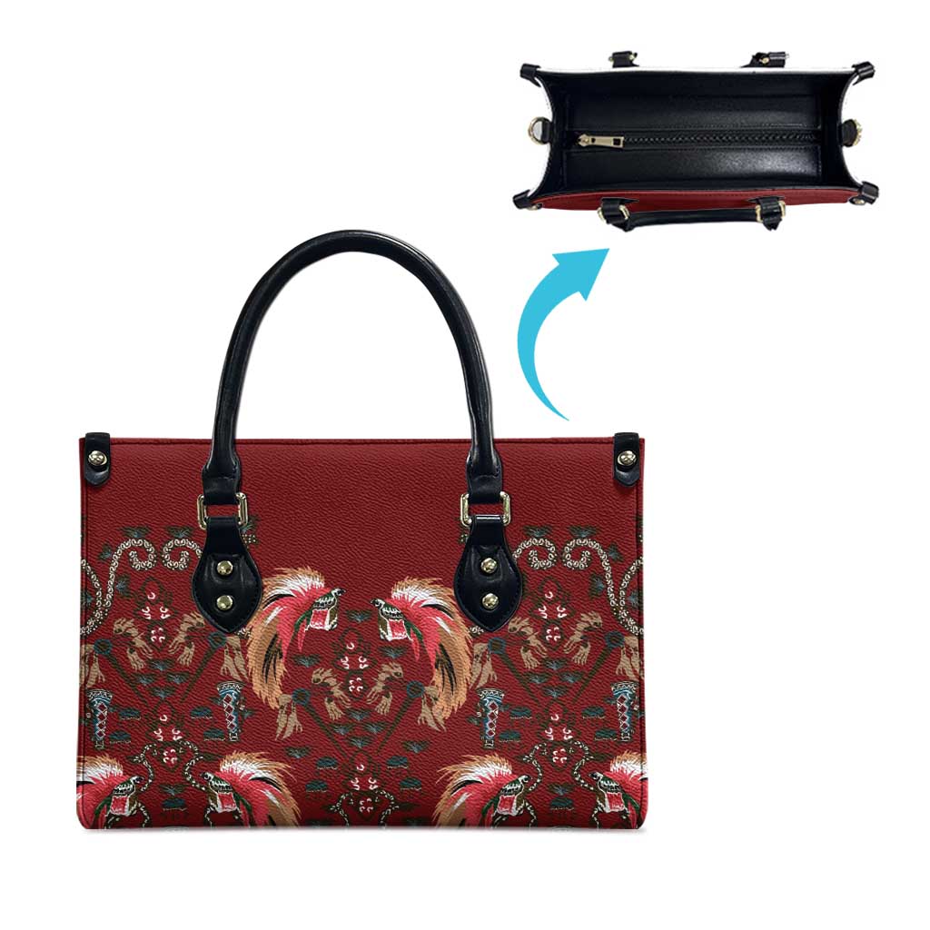 Oxblood Bird of Batik Papua Leather Bag Exotic Natural Wealth of Papua - Polynesian Pride