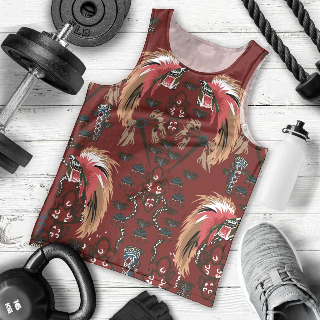 Oxblood Bird of Batik Papua Men Tank Top Exotic Natural Wealth of Papua LT9 - Polynesian Pride