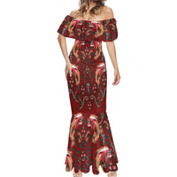 Oxblood Bird of Batik Papua Mermaid Dress Exotic Natural Wealth of Papua LT9 - Polynesian Pride