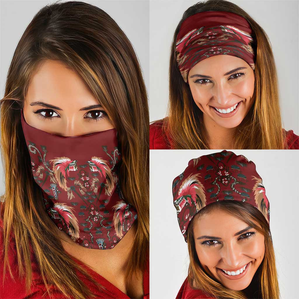 Oxblood Bird of Batik Papua Neck Gaiter Exotic Natural Wealth of Papua LT9