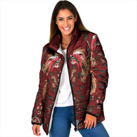 Oxblood Bird of Batik Papua Padded Jacket Exotic Natural Wealth of Papua LT9 Women Red - Polynesian Pride