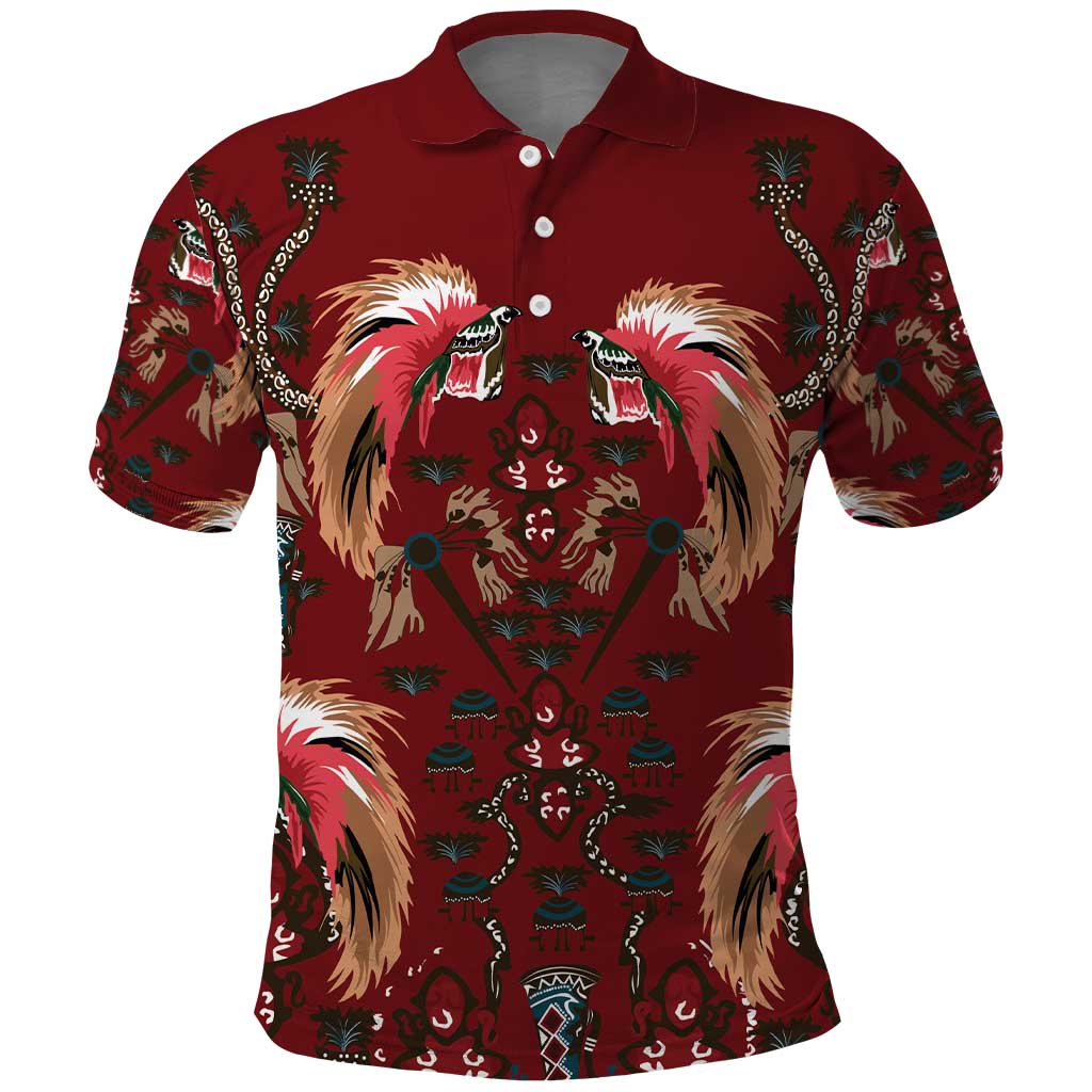 Oxblood Bird of Batik Papua Polo Shirt Exotic Natural Wealth of Papua - Polynesian Pride