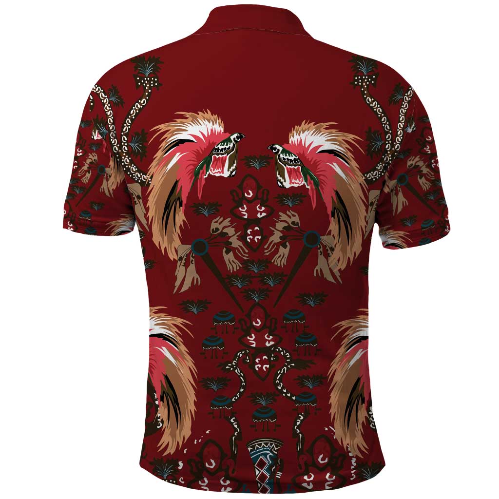 Oxblood Bird of Batik Papua Polo Shirt Exotic Natural Wealth of Papua - Polynesian Pride