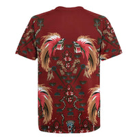 Oxblood Bird of Batik Papua Rugby Jersey Exotic Natural Wealth of Papua LT9 - Polynesian Pride