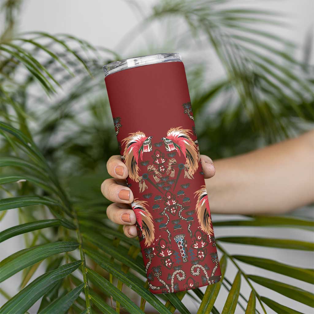 Oxblood Bird of Batik Papua Skinny Tumbler Exotic Natural Wealth of Papua - Polynesian Pride