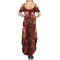 Oxblood Bird of Batik Papua Summer Maxi Dress Exotic Natural Wealth of Papua - Polynesian Pride