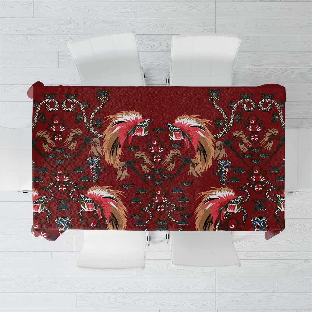 Oxblood Bird of Batik Papua Tablecloth Exotic Natural Wealth of Papua - Polynesian Pride