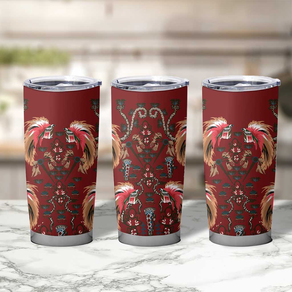 Oxblood Bird of Batik Papua Tumbler Cup Exotic Natural Wealth of Papua - Polynesian Pride