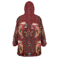 Oxblood Bird of Batik Papua Wearable Blanket Hoodie Exotic Natural Wealth of Papua - Polynesian Pride