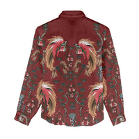 Oxblood Bird of Batik Papua Women Casual Shirt Exotic Natural Wealth of Papua LT9 - Polynesian Pride