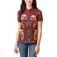 Oxblood Bird of Batik Papua Women Polo Shirt Exotic Natural Wealth of Papua - Polynesian Pride
