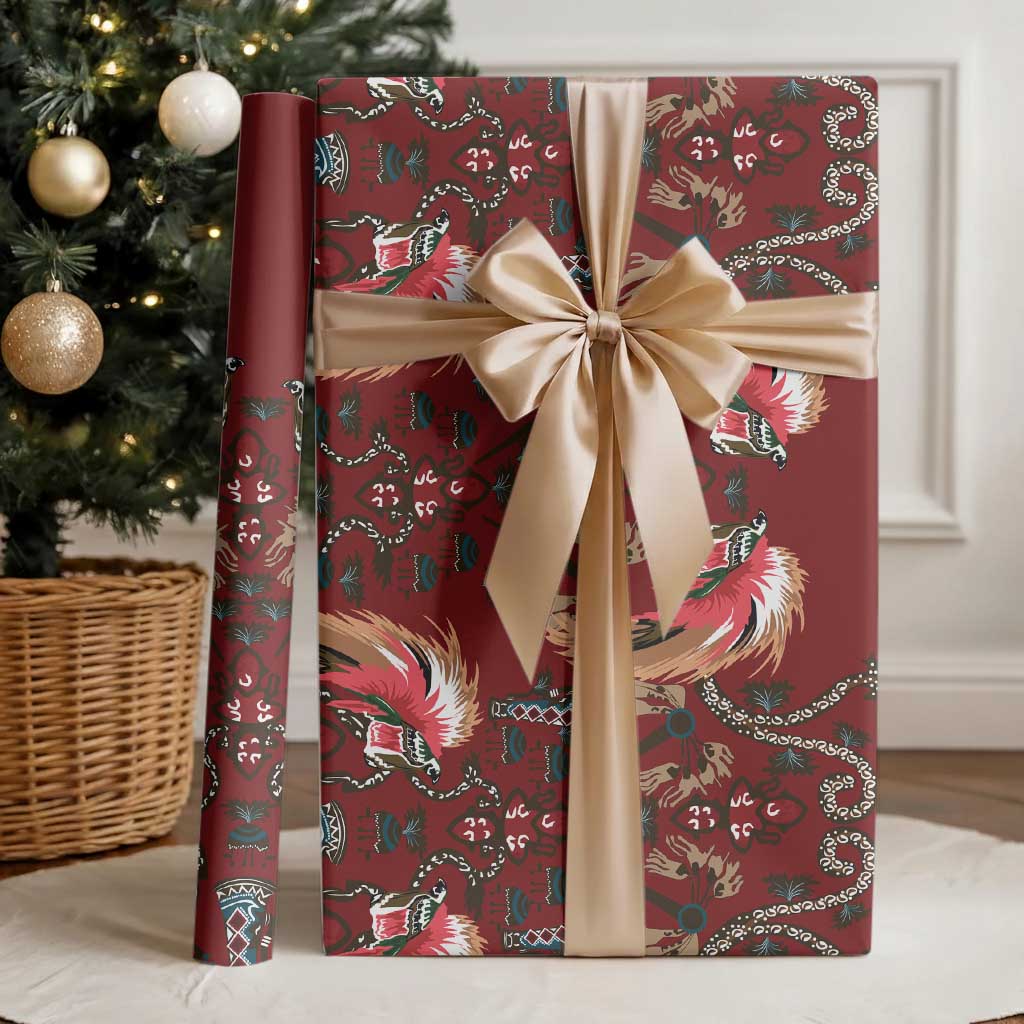 Oxblood Bird of Batik Papua Wrapping Paper Exotic Natural Wealth of Papua - Polynesian Pride