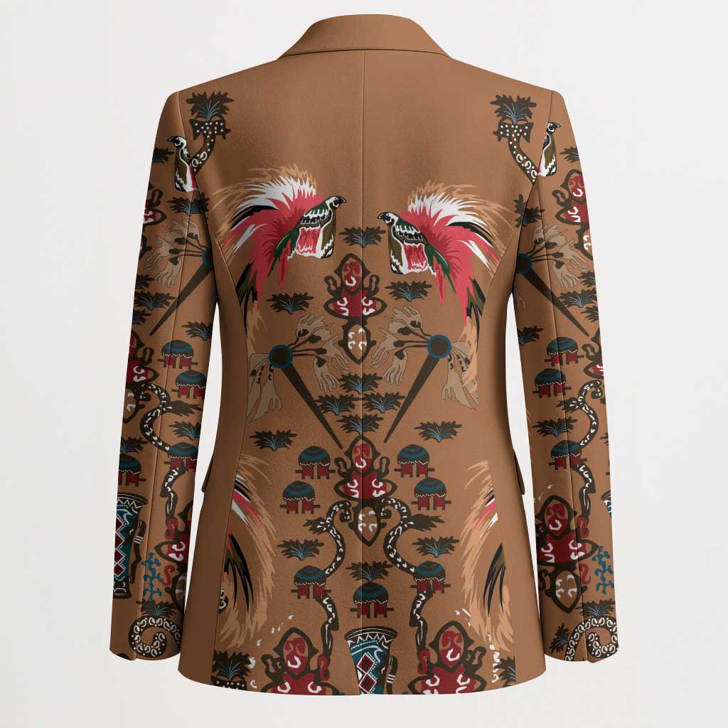 Terracotta Bird of Batik Papua Blazer Exotic Natural Wealth of Papua - Polynesian Pride
