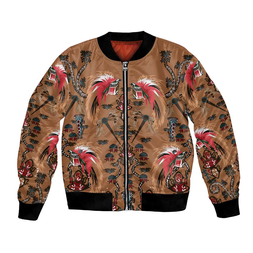 Terracotta Bird of Batik Papua Bomber Jacket Exotic Natural Wealth of Papua - Polynesian Pride