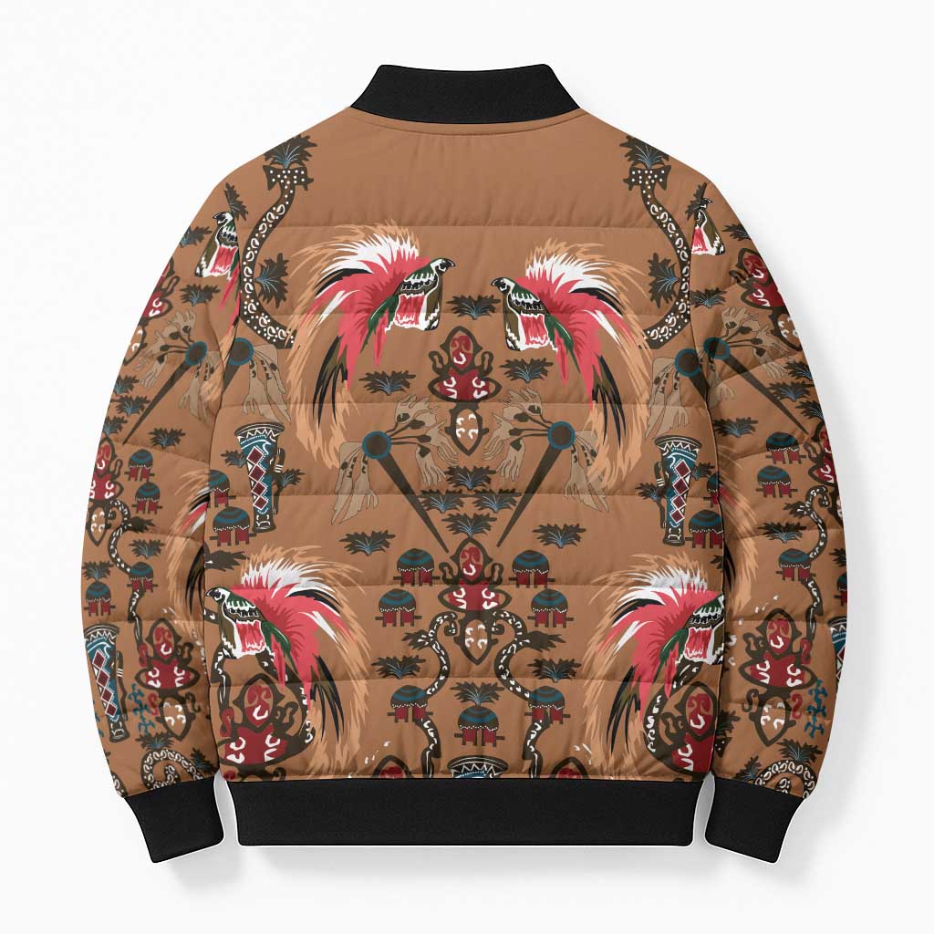 Terracotta Bird of Batik Papua Bomber Puffer Jacket Exotic Natural Wealth of Papua - Polynesian Pride