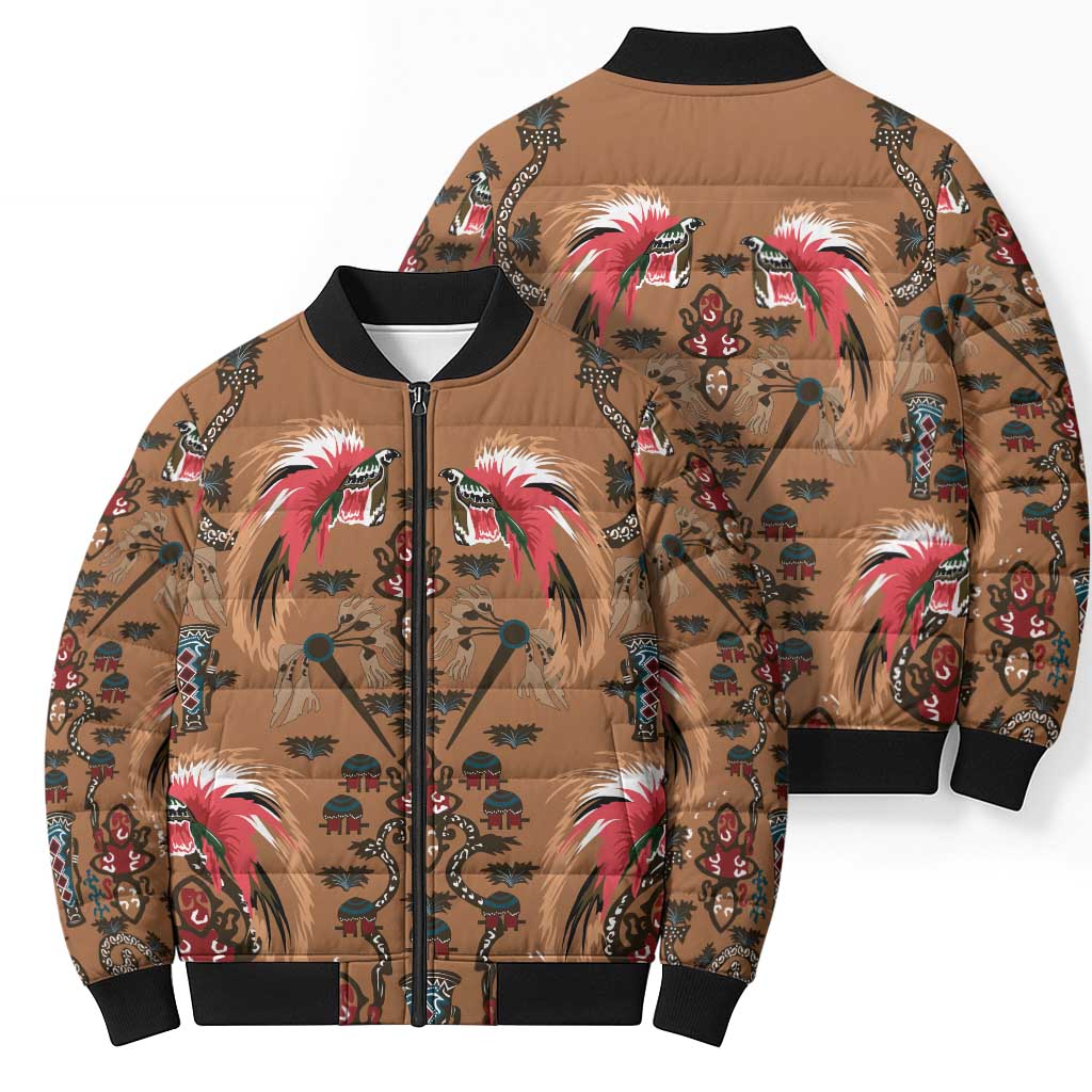 Terracotta Bird of Batik Papua Bomber Puffer Jacket Exotic Natural Wealth of Papua - Polynesian Pride