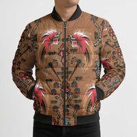 Terracotta Bird of Batik Papua Bomber Puffer Jacket Exotic Natural Wealth of Papua - Polynesian Pride