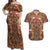 Terracotta Bird of Batik Papua Couples Matching Off Shoulder Maxi Dress and Hawaiian Shirt Exotic Natural Wealth of Papua - Polynesian Pride
