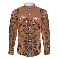 Terracotta Bird of Batik Papua Family Matching Long Sleeve Bodycon Dress and Hawaiian Shirt Exotic Natural Wealth of Papua LT9 Dad's Shirt - Long Sleeve Gold - Polynesian Pride