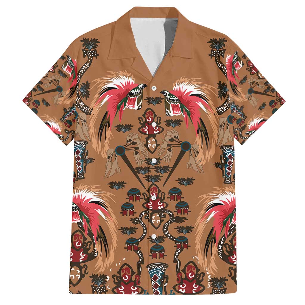 Terracotta Bird of Batik Papua Family Matching Off Shoulder Short Dress and Hawaiian Shirt Exotic Natural Wealth of Papua - Polynesian Pride
