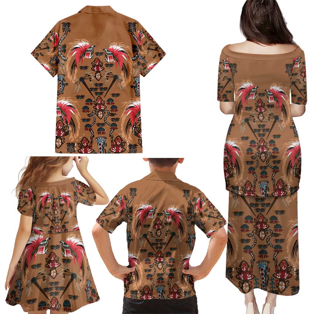 Terracotta Bird of Batik Papua Family Matching Puletasi and Hawaiian Shirt Exotic Natural Wealth of Papua LT9 - Polynesian Pride