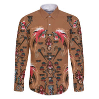 Terracotta Bird of Batik Papua Family Matching Puletasi and Hawaiian Shirt Exotic Natural Wealth of Papua LT9 Dad's Shirt - Long Sleeve Gold - Polynesian Pride