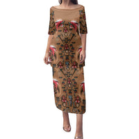 Terracotta Bird of Batik Papua Family Matching Puletasi and Hawaiian Shirt Exotic Natural Wealth of Papua LT9 Mom's Dress Gold - Polynesian Pride