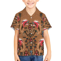 Terracotta Bird of Batik Papua Family Matching Puletasi and Hawaiian Shirt Exotic Natural Wealth of Papua LT9 Son's Shirt Gold - Polynesian Pride