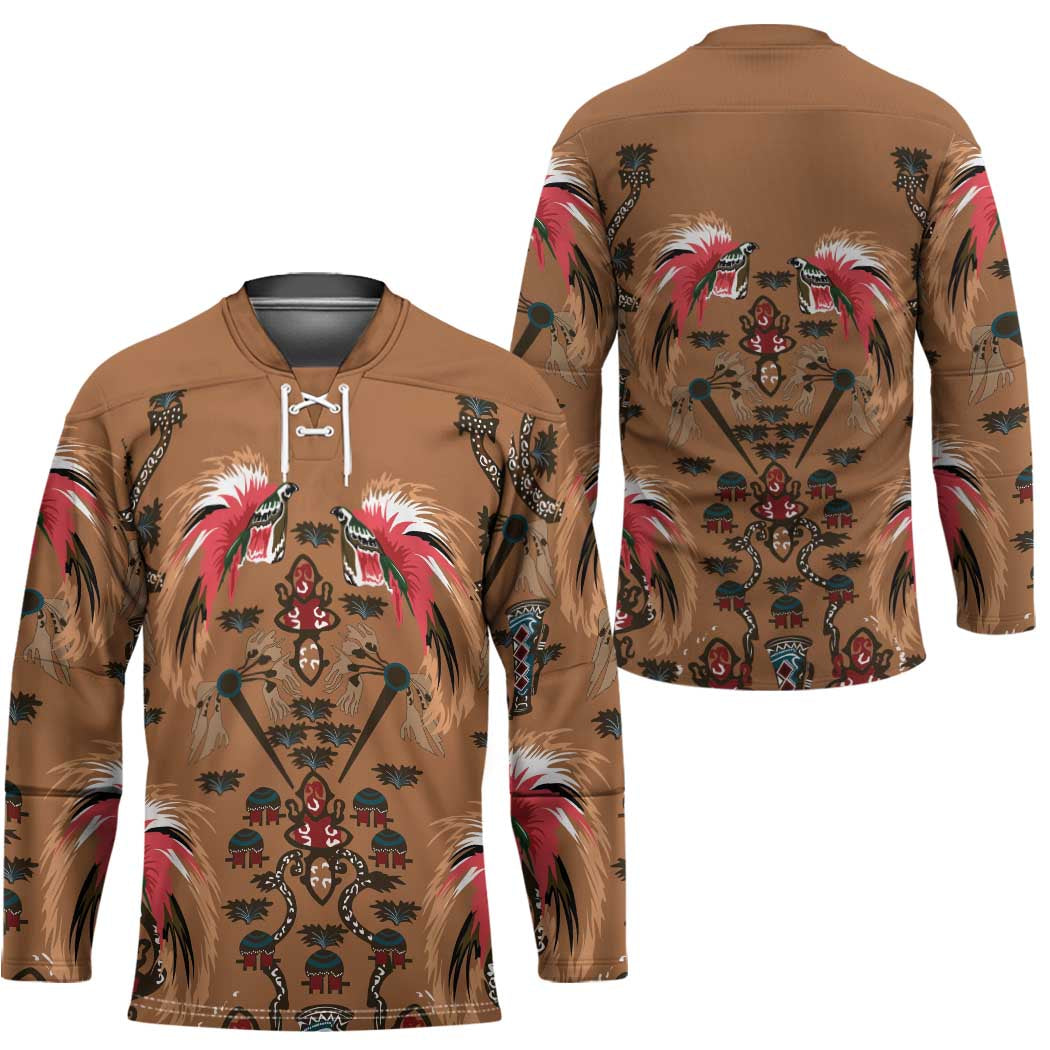 Terracotta Bird of Batik Papua Hockey Jersey Exotic Natural Wealth of Papua - Polynesian Pride