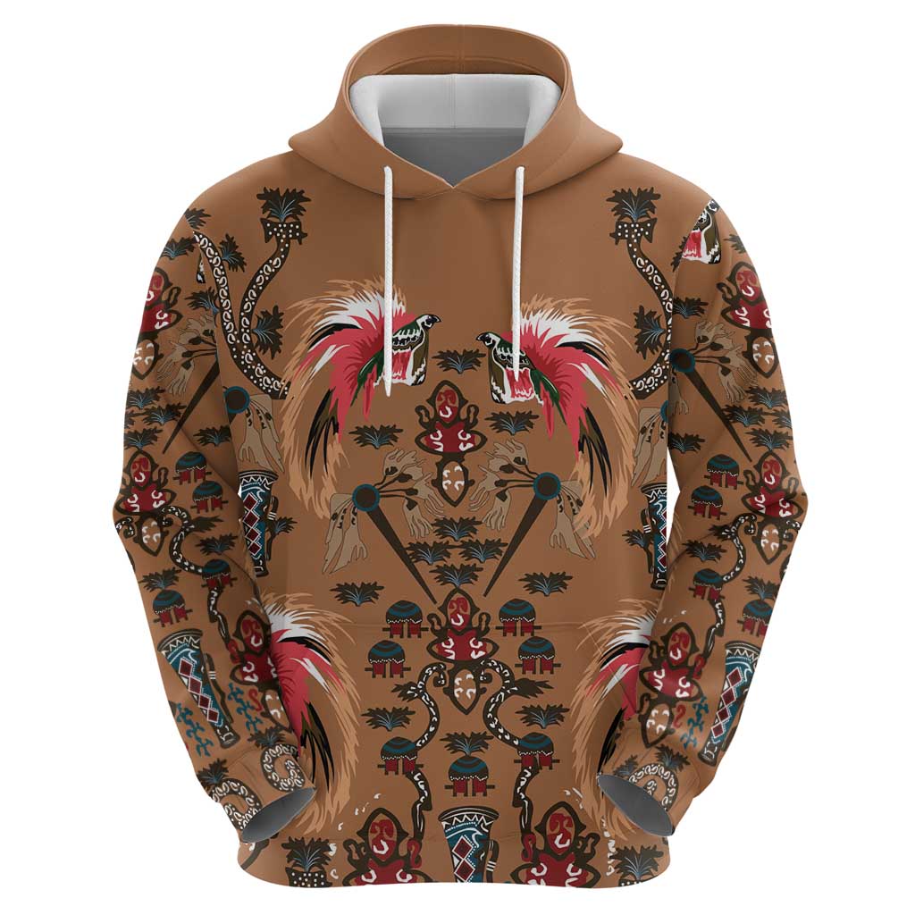 Terracotta Bird of Batik Papua Hoodie Exotic Natural Wealth of Papua - Polynesian Pride