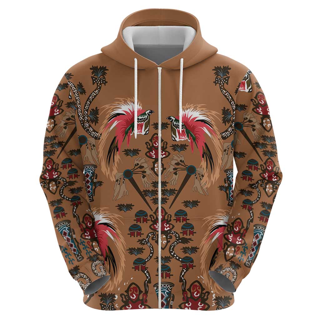 Terracotta Bird of Batik Papua Hoodie Exotic Natural Wealth of Papua - Polynesian Pride