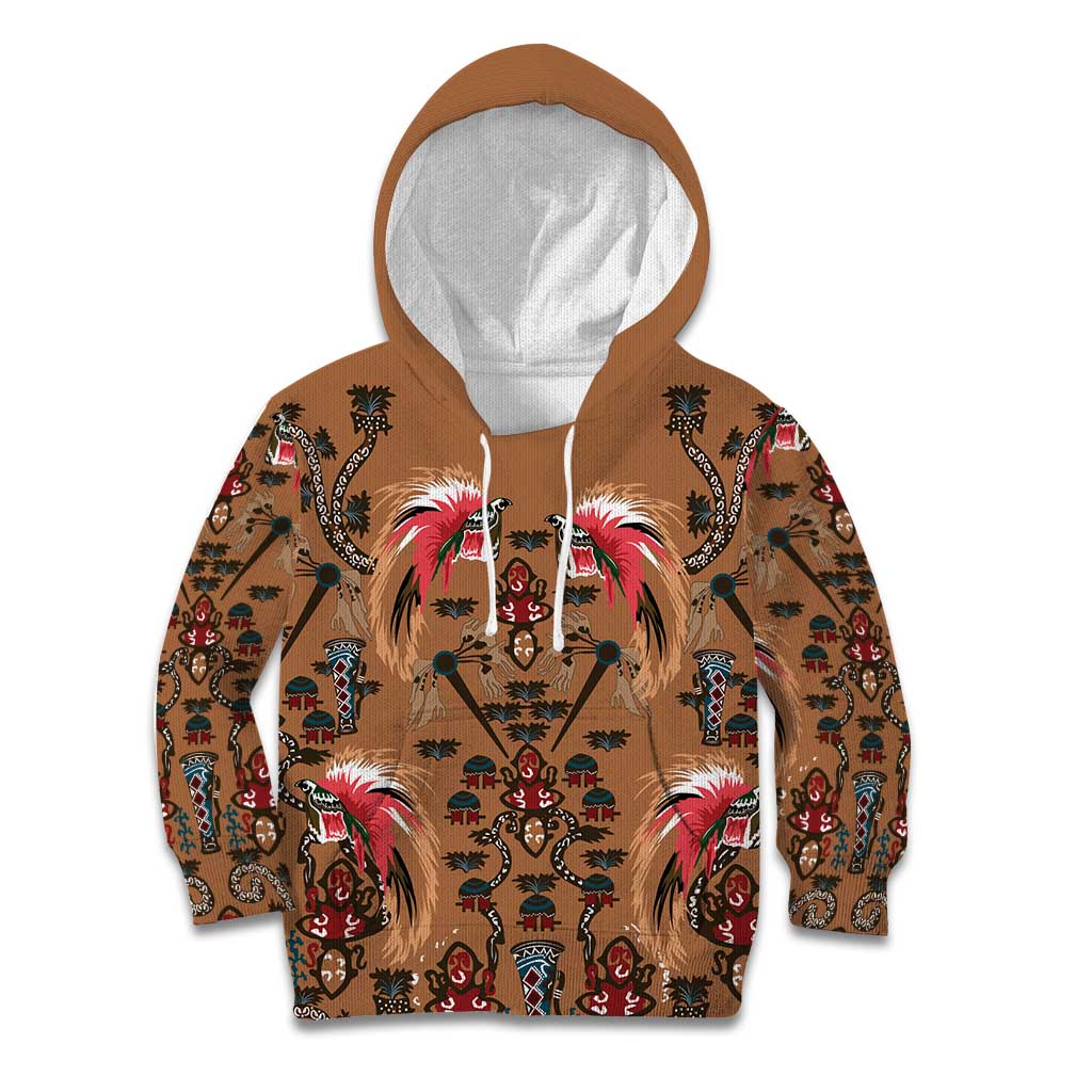 Terracotta Bird of Batik Papua Kid Hoodie Exotic Natural Wealth of Papua - Polynesian Pride