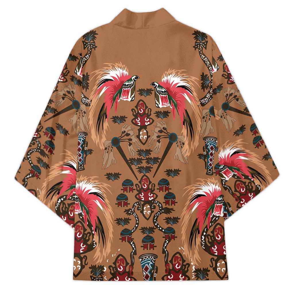 Terracotta Bird of Batik Papua Kimono Exotic Natural Wealth of Papua - Polynesian Pride