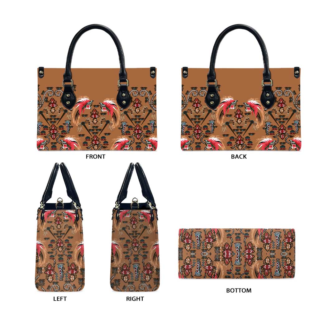 Terracotta Bird of Batik Papua Leather Bag Exotic Natural Wealth of Papua - Polynesian Pride