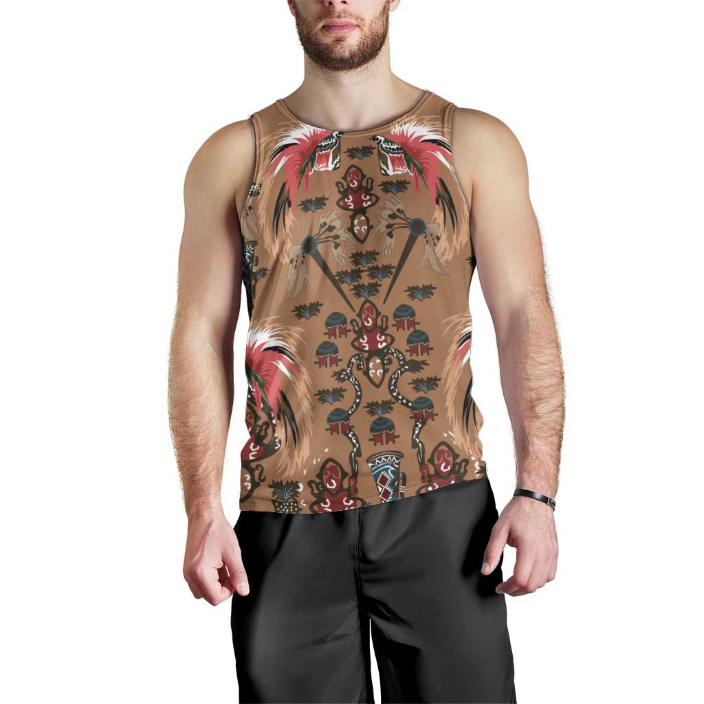Terracotta Bird of Batik Papua Men Tank Top Exotic Natural Wealth of Papua LT9 - Polynesian Pride