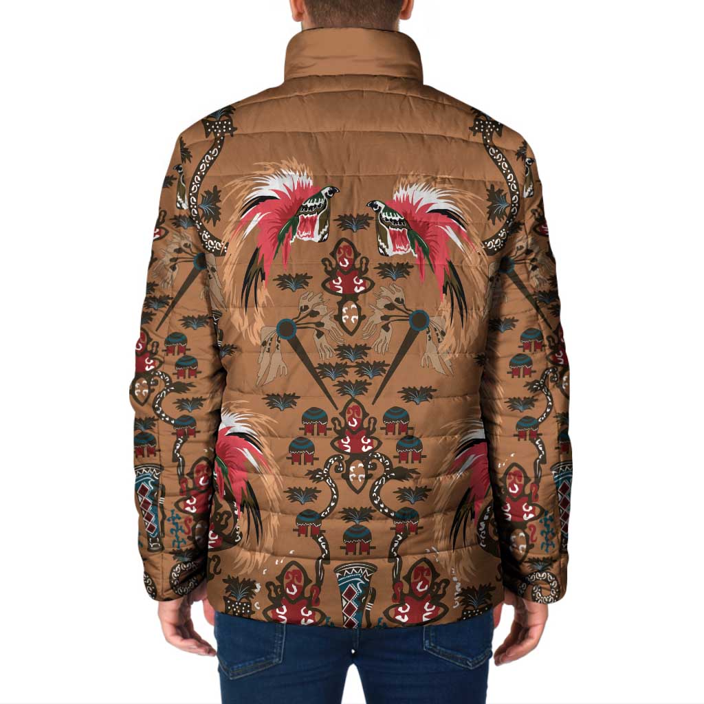 Terracotta Bird of Batik Papua Padded Jacket Exotic Natural Wealth of Papua LT9 - Polynesian Pride